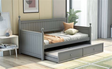 twin daybed  trundle wood twin bed frame gray daybed  trundle
