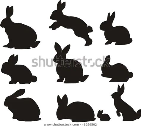 rabbit bunnies silhouette stock vector royalty