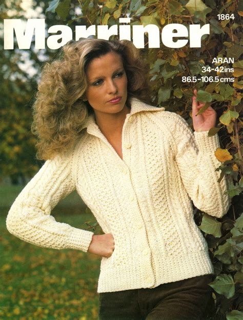 vintage ladies aran jacket knitting pattern 1960 pdf etsy