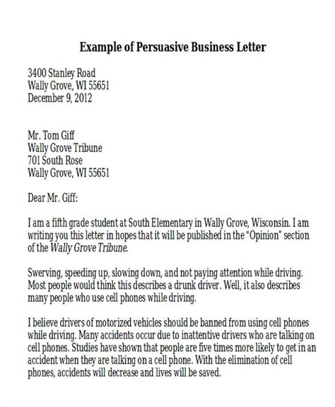 persuasive letter  persuasive writing examples