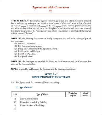contract agreement   samples examples format sample templates