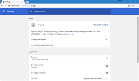 disable material design  google chrome settings page