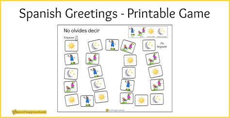 spanish greetings game with printable board spanish