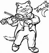 Coloring Pages Cat Printable Nursery Fiddle Kids Rhymes Drawing Hey Clipart Cats Clip Diddle Rhyme Color Violin Colouring Sheets Animal sketch template