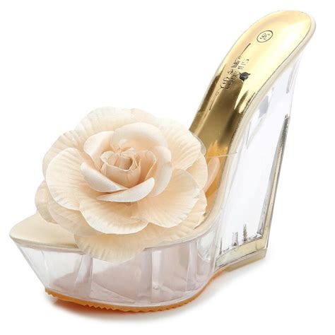 platform sandals 14cm high heels peep toe summer women shoes flower