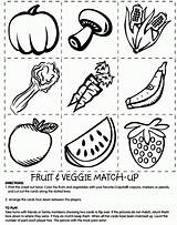 Coloring Pages Fruit Match Veggie Vegetables Fruits Color Nutrition Print Food Crayola Kids Cut Vegetable Printable Fun Matching Veg Veggies sketch template
