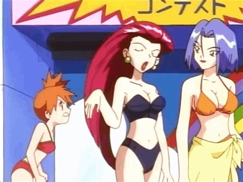 xbooru 90s animated animated bikini blue hair breast expansion breasts james jessie