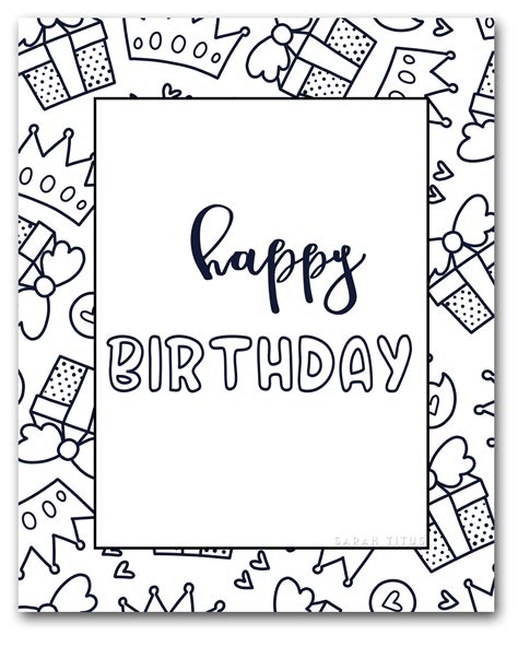 printable coloring birthday cards