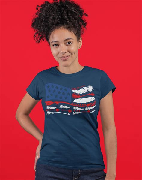 Women S Boho 4th July T Shirt Feather Flag Shirts American Etsy