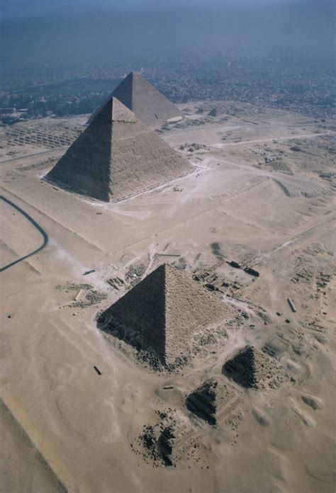 An Aerial View Of The Great Pyramids Of Giza Egypt