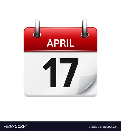 april 17 flat daily calendar icon date royalty free vector