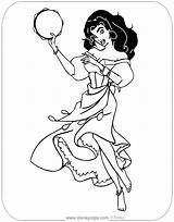 Esmeralda Hunchback Disneyclips Quasimodo Djali Tambourine sketch template