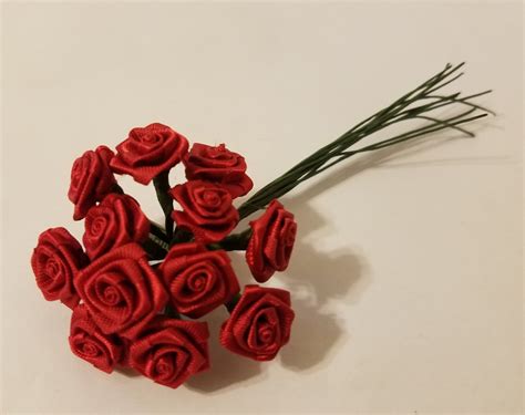 144 pcs 12mm 1 2 1 2 inch satin ribbon roses on wire etsy