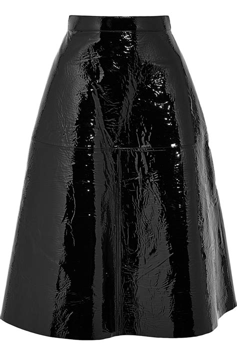 rochas patent leather skirt in black lyst