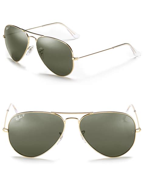 ray ban polarized classic aviator sunglasses in gold gold polarized