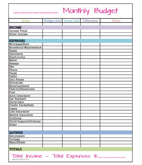 simple monthly budget worksheet printable printable templates