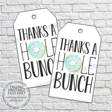 printable   hole bunch tag blue donuts snowbound print