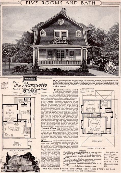 marquette  facing gambrel gabled roof sears modern homes kit houses vintage