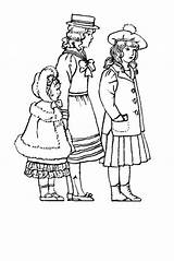 Coloring Children Pages 1900 Fashion Edwardian Costume Victorian Girls Clothing 1910 Colouring Girl Era History Fashions Clothes Dresses Dress Childrens sketch template