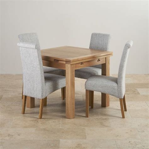 dorset oak ft dining table   grey fabric chairs oak extending