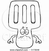 Spatula Mascot Sick Clipart Cartoon Cory Thoman Outlined Coloring Vector sketch template