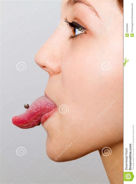 Tongue Piercing Stock Image Image Of Human Cheeky Chrome 23935899