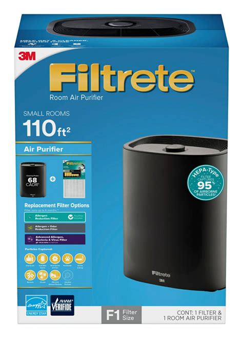 filtrete   room air purifier console  sq ft coverage black hepa type allergen filter