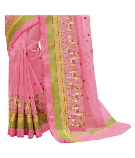 Ashika Pink And Beige Cotton Saree Buy Ashika Pink And