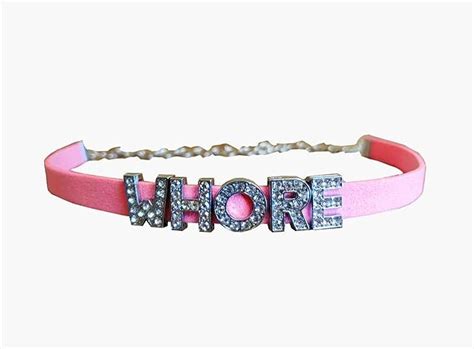 Pink Whore Choker Necklace Sexy Submissive Daddy S Little Slut Owned
