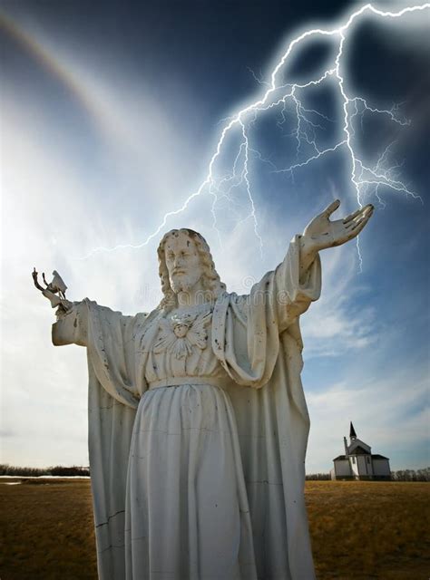 christ statue stock photo image  jesus religious weather