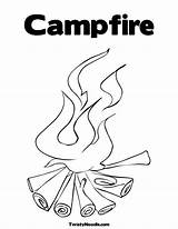 Coloring Pages Template Logs Fire Wood Campfire sketch template