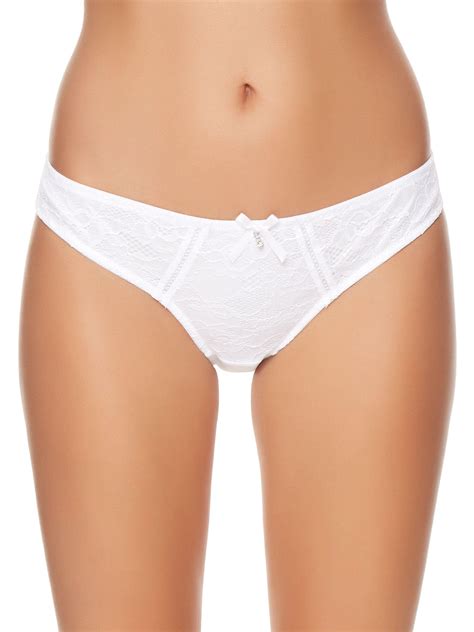 Ann Summers Womens Lexie Brief White Lace Satin Panties Sexy Lingerie