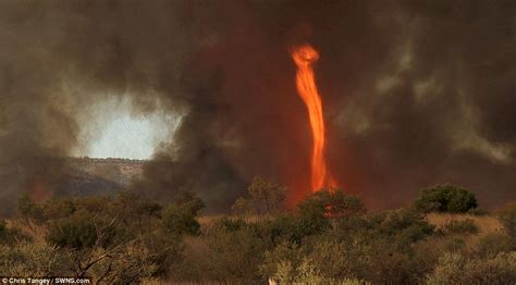 pictured  frightening fire tornado  whirled  australian