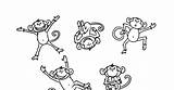 Monkeys Jumping Crayons sketch template