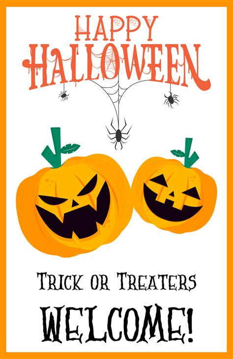 printable halloween trick  treat signs