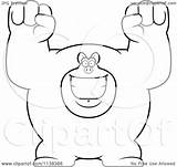 Excited Cheering Buff Outlined Clipart Cartoon Pig Dog Cory Thoman Coloring Vector Tiger Clipartof sketch template