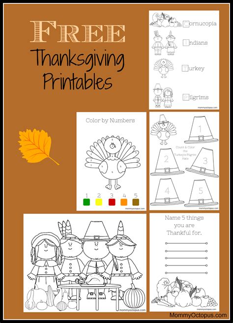 thanksgiving printable activity sheets mommy octopus