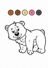 Color Coloring Number Pages Kids Printable Preschool Numbers Bear Dinosaur sketch template