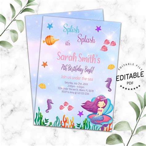 mermaid birthday invitation   mermaid birthday invitations