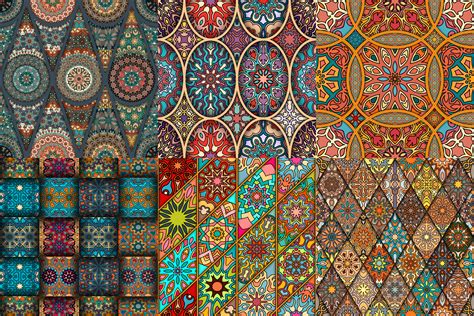 tile mosaic seamless patterns set  patterns design bundles