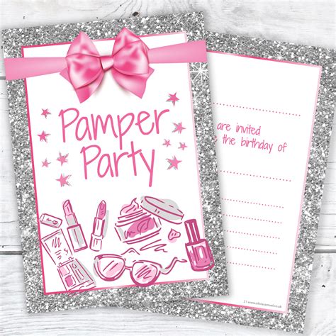 Pamper Party Invitations Girl Teen Birthday Invites Pink And