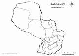 Paraguay Colorear Departamentos Mapas División Tablero sketch template