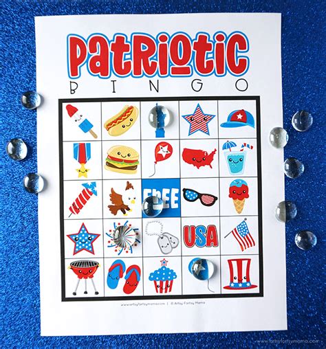 printable   july patriotic bingo artsy fartsy mama
