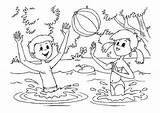Coloring Water Fun Lake Pages Kids Playing Getcolorings Color Large sketch template