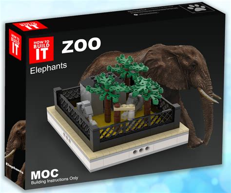 lego moc elephants mini modular zoo  gabizon rebrickable build  lego
