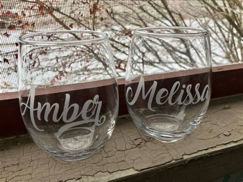 Etched Wine Glasses Etched Wine Glass Wedding T Wedding Etsy