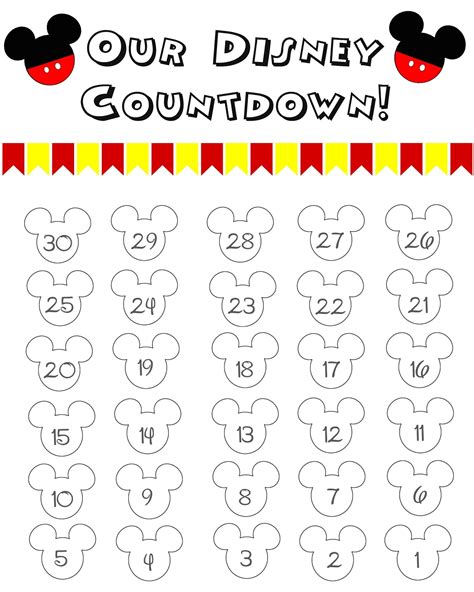 disney world countdown calendar  printable  momma diaries