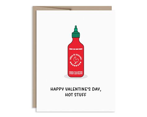 Funny Valentines Day Card For Hot Sauce Lover Sriracha Etsy Funny