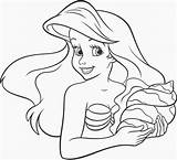 Mermaid Ariel Coloring Little Pages Drawing Clipart Ursula Printable Shell Princess Kids Triton Cartoon King Book Disney Color Print Barbie sketch template