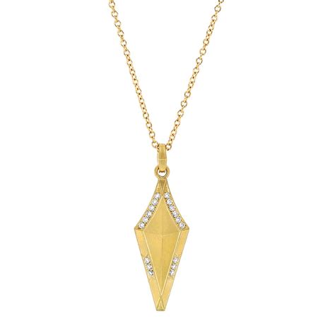 erika winters estella small shield diamond pendant in yellow gold 20